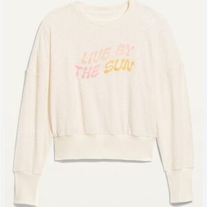 Old Navy Loose Cropped Long Sleeve Slub Knit Pullover